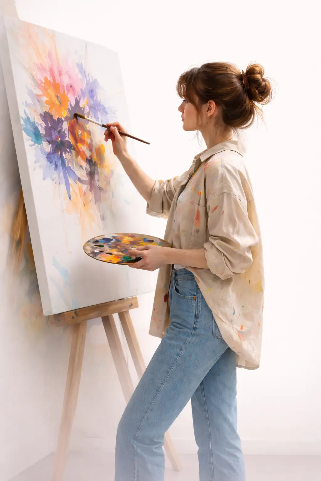 Persona pintando en el taller
